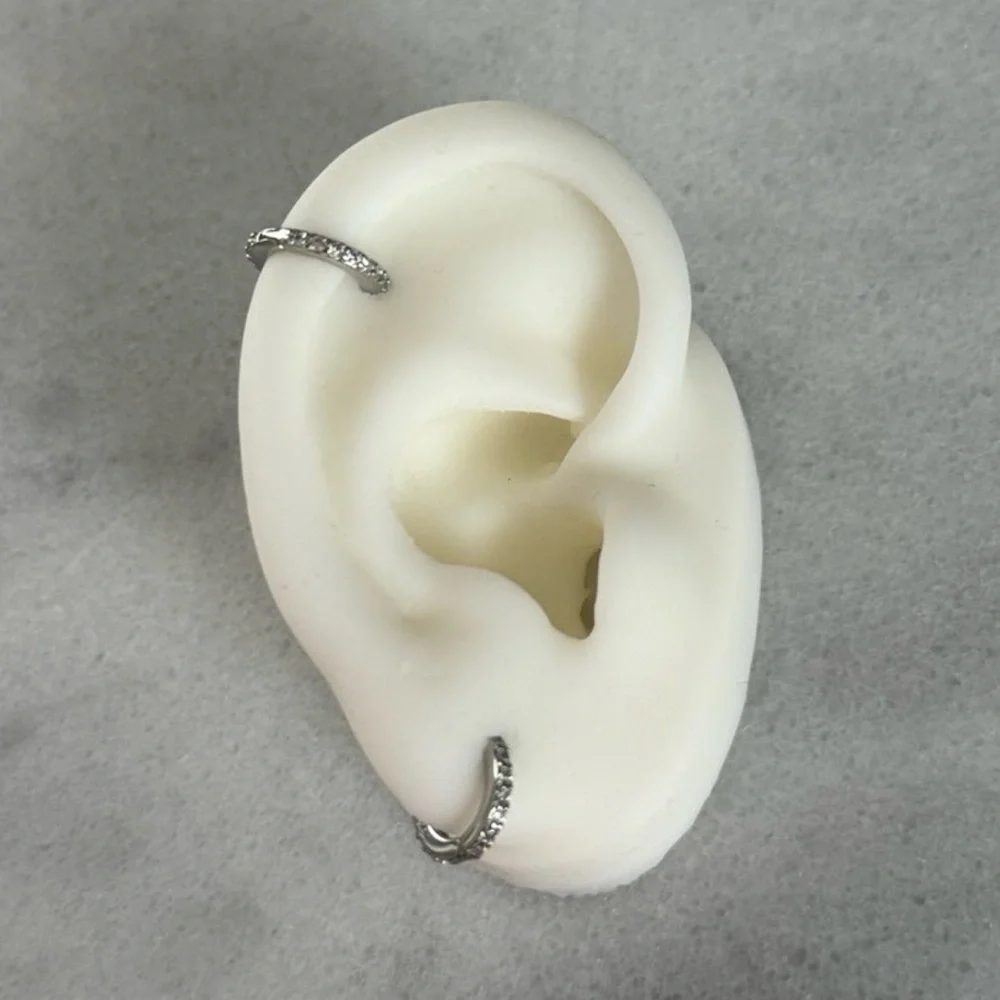 Sterling Silver Crystal Pave Small Mini Hoop Earrings 

Brand New - Picture 2 of 5